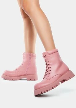 Koi Footwear Pink Redoran Padded Combat Boots