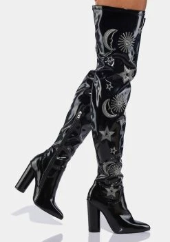 Koi Footwear Black Silver Astrid Thigh High Boots