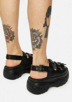 Koi Footwear Black Out My Way Platform Sandals