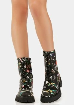 Koi Footwear Garden Games Floral Boots Combat Boots