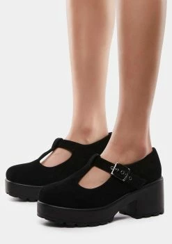 Koi Footwear Black Faux Suede Sai Mary Janes