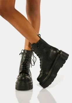 Best Pirce ⭐ Koi Footwear Messedi Studded Combat ???? Boots ✨ 8 Koi Footwear Messedi Studded Combat Boots
