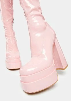 Koi Footwear Pink The Redemption Stretch Thigh High Boots