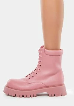 Koi Footwear Pink Redoran Padded Combat Boots