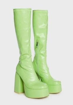 Koi Footwear Green Restless Riser Platform Long Boots