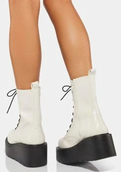 Koi Footwear Boots & Booties White Talos Platform Combat Boots