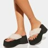 Koi Footwear Sugar Paws Fluffy Flatform Sandals Platform Sandals