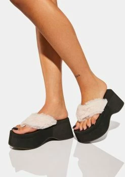Koi Footwear Sugar Paws Fluffy Flatform Sandals Platform Sandals