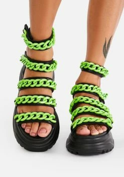 Koi Footwear Green Strident Chain Gladiator Sandals