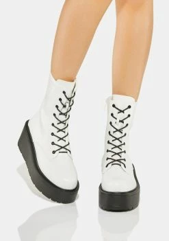 Koi Footwear Boots & Booties White Talos Platform Combat Boots