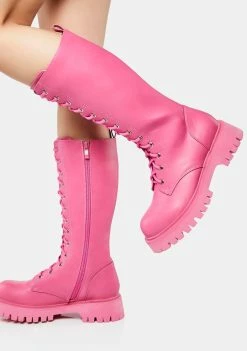 Koi Footwear Combat Boots Fuchsia River Sake Long Boots