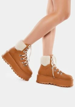 Koi Footwear Brown Kaldor Platform Hiker Boots Combat Boots