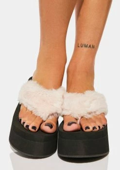 Koi Footwear Sugar Paws Fluffy Flatform Sandals Platform Sandals
