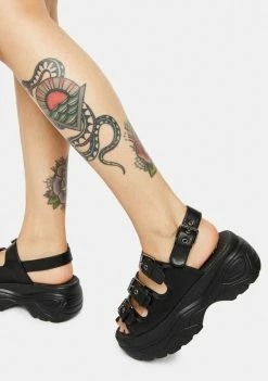 Koi Footwear Black Out My Way Platform Sandals