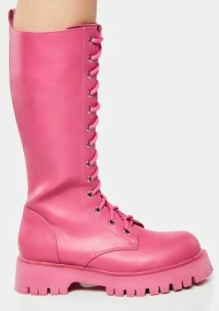 Koi Footwear Combat Boots Fuchsia River Sake Long Boots