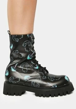 Best deal ???? Koi Footwear Chrome Shrooms Lace-Up Combat ???? Boots ???? 9 Koi Footwear Chrome Shrooms Lace-Up Combat Boots