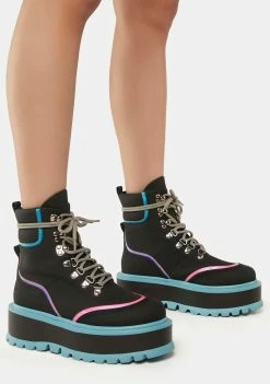 Koi Footwear Spectre Turquoise Boots Combat Boots