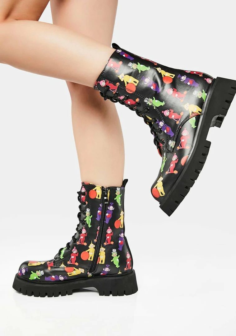 Best Pirce ???? Koi Footwear X Teletubbies Multi Print Combat ???? Boots ✔️ 6 Koi Footwear X Teletubbies Multi Print Combat Boots