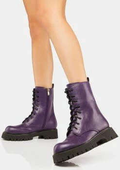 Koi Footwear Purple Anchor Combat Boots