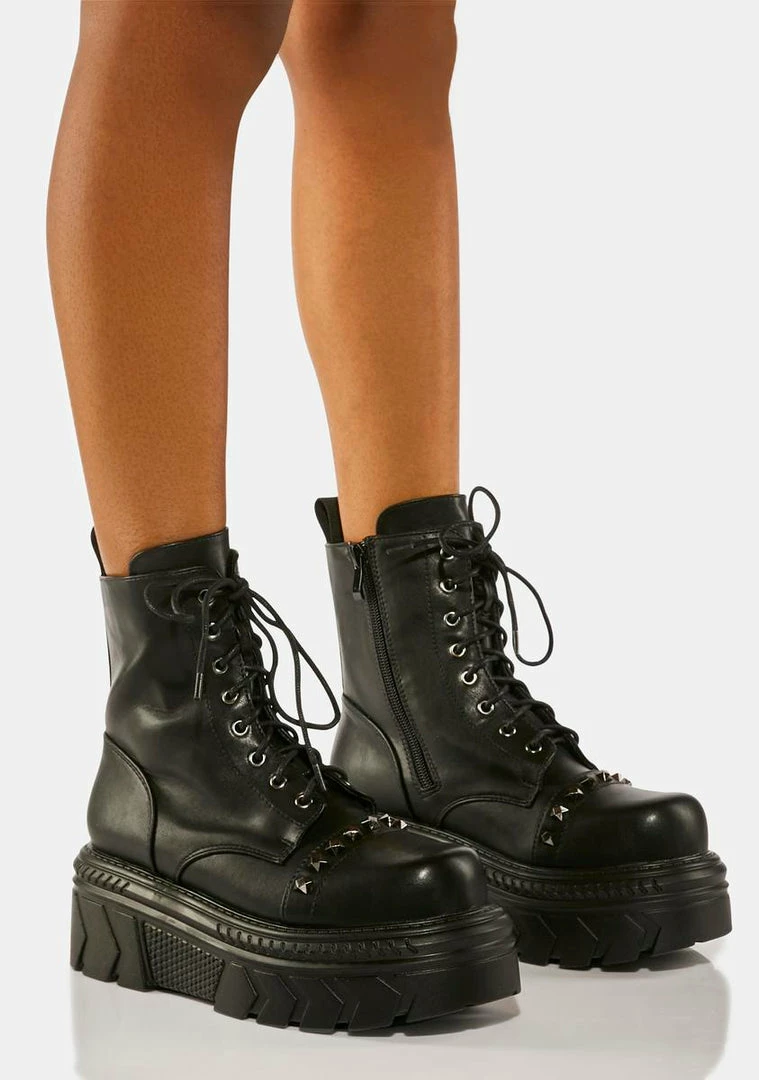 Best Pirce ⭐ Koi Footwear Messedi Studded Combat ???? Boots ✨ 3 Koi Footwear Messedi Studded Combat Boots