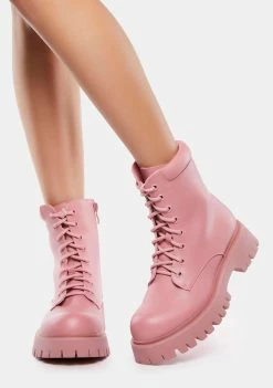 Koi Footwear Pink Redoran Padded Combat Boots