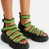 Koi Footwear Green Strident Chain Gladiator Sandals