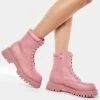 Koi Footwear Pink Redoran Padded Combat Boots