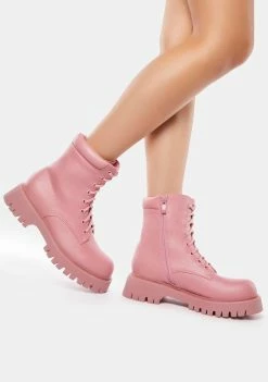 Koi Footwear Pink Redoran Padded Combat Boots