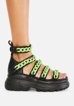 Koi Footwear Green Strident Chain Gladiator Sandals