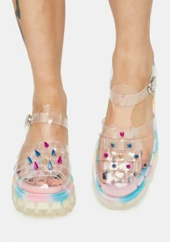 Koi Footwear Groovy Slinky Platform Studded Sandals