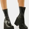 Koi Footwear Black Larkin Heeled Platform Boots Boots & Booties