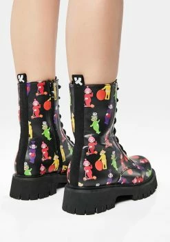 Best Pirce ???? Koi Footwear X Teletubbies Multi Print Combat ???? Boots ✔️ 11 Koi Footwear X Teletubbies Multi Print Combat Boots