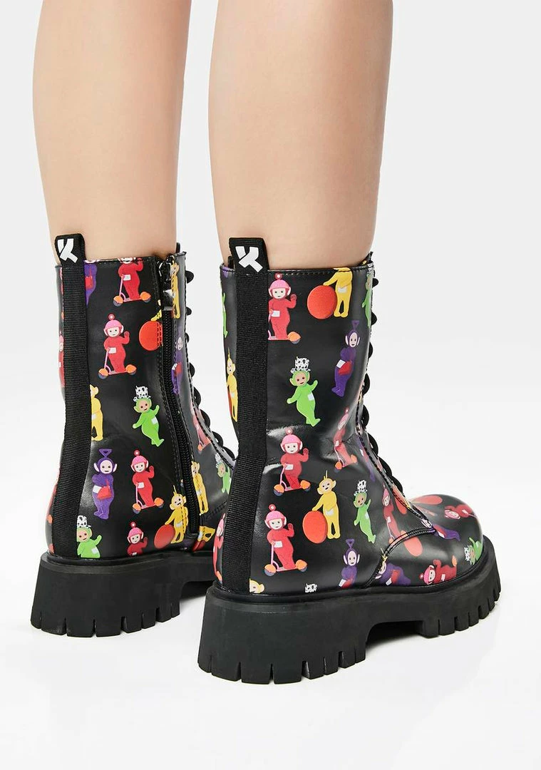 Best Pirce ???? Koi Footwear X Teletubbies Multi Print Combat ???? Boots ✔️ 7 Koi Footwear X Teletubbies Multi Print Combat Boots