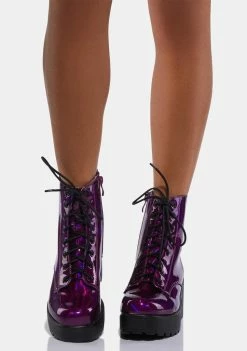 Koi Footwear Purple Gin Holographic Platform Boots Boots & Booties