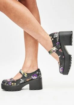 Koi Footwear Black Floral Tira Mary Janes Flats