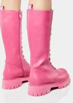 Koi Footwear Combat Boots Fuchsia River Sake Long Boots