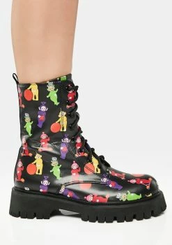 Best Pirce ???? Koi Footwear X Teletubbies Multi Print Combat ???? Boots ✔️ 9 Koi Footwear X Teletubbies Multi Print Combat Boots