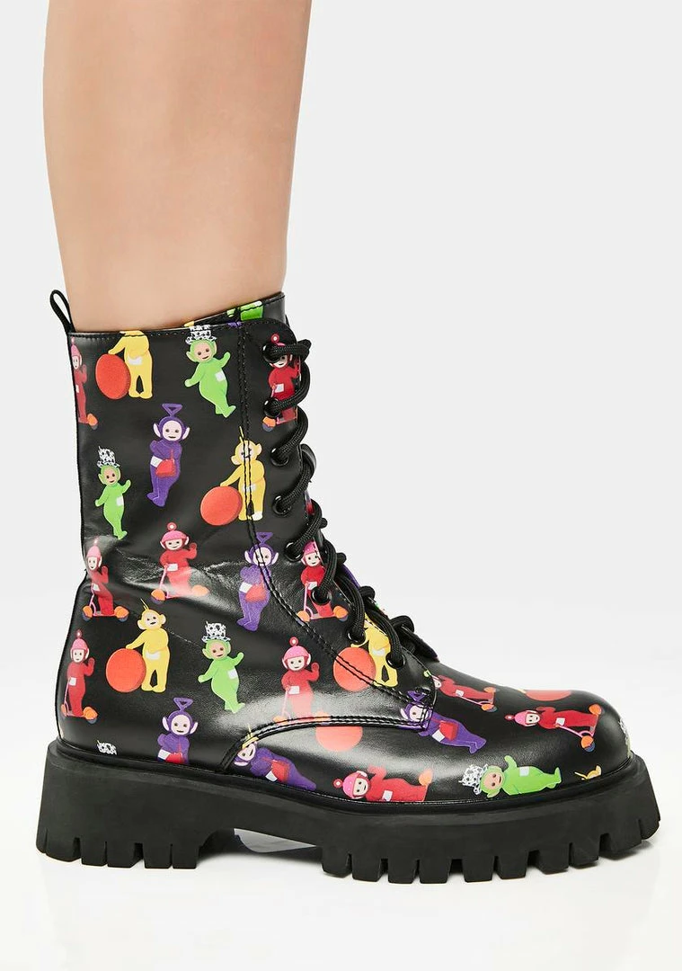 Best Pirce ???? Koi Footwear X Teletubbies Multi Print Combat ???? Boots ✔️ 5 Koi Footwear X Teletubbies Multi Print Combat Boots